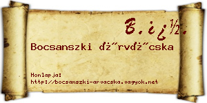 Bocsanszki Árvácska névjegykártya
